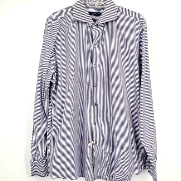 Zachary Prell Striped Purple & White Button Long Sleeve Shirt Men's Size XL 1220 - Picture 1 of 6